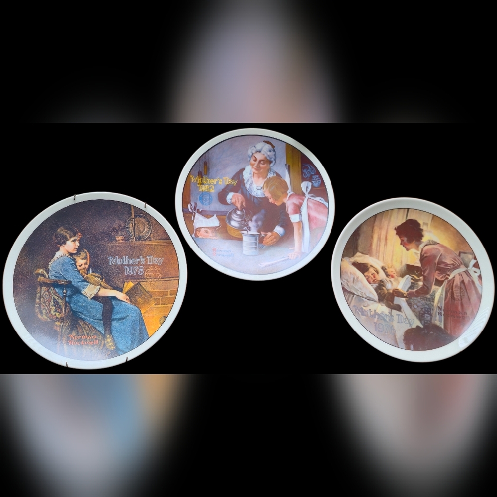 Norman Rockwell Mother's Day Collector Plates 1970s-1980s *set of 3